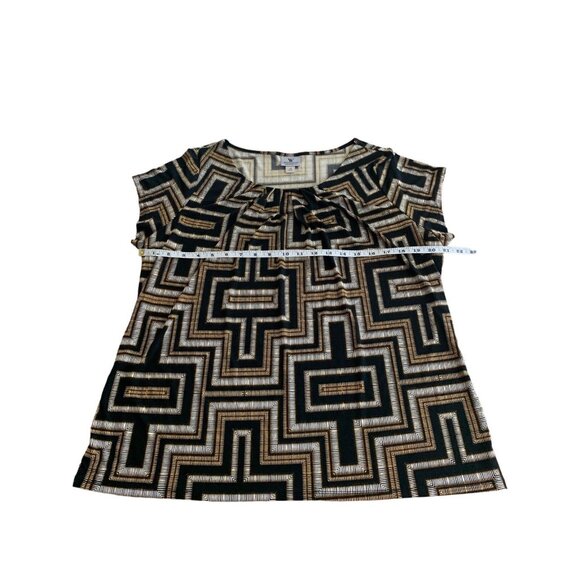 Worthington Womens Geometric Pattern Top Scoop Neck Blouse Size 1X - Picture 5 of 9